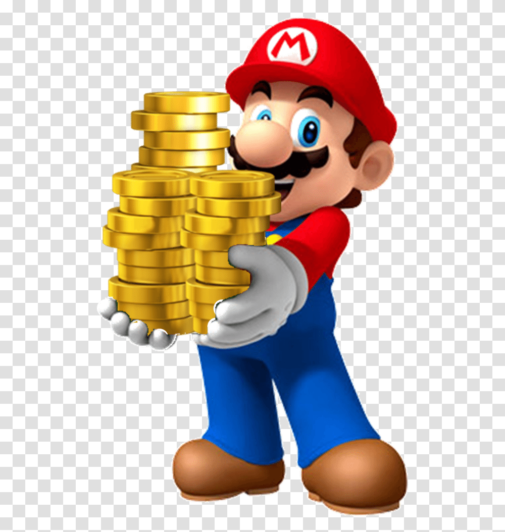 Mario Coin Mario With Coins, Super Mario, Toy, Person, Human Transparent Png