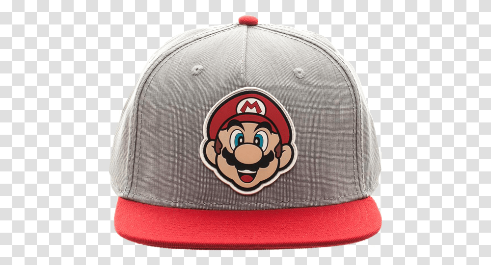 Mario Snapback Baseball Cap Hats & Beanies Apparel Grey Mario Cap, Clothing, Helmet Transparent Png