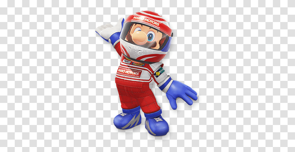 Mario With Racing Helmet, Mascot, Apparel, Toy Transparent Png