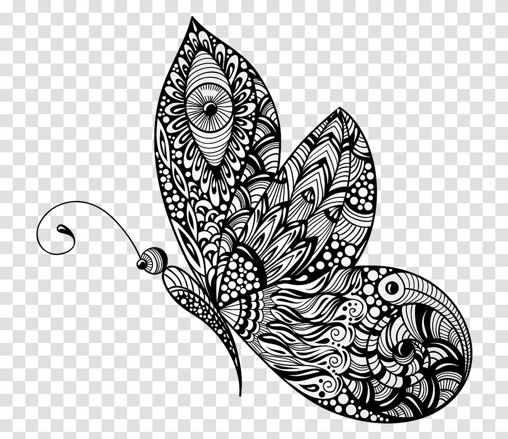 Mariposa Butterfly Black Butter Fly Tatto, Doodle, Drawing, Pattern Transparent Png