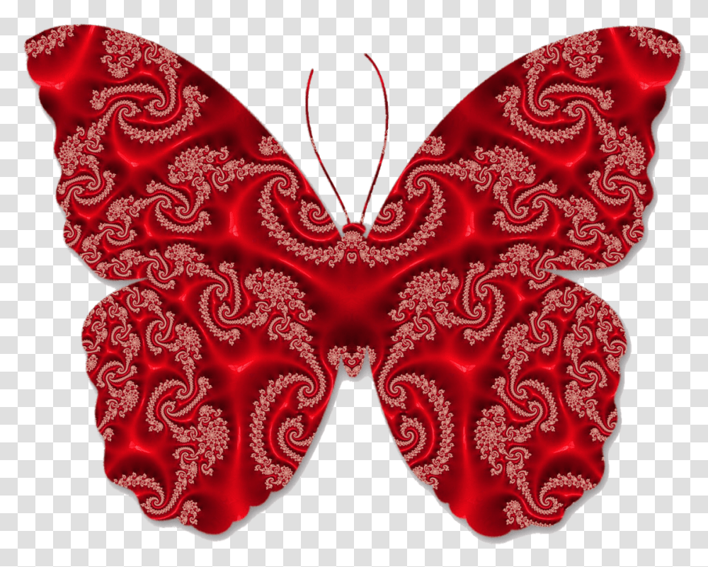 Mariposa En Encaje Rojo Butterfly Red, Pattern, Heart, Rug, Purple Transparent Png