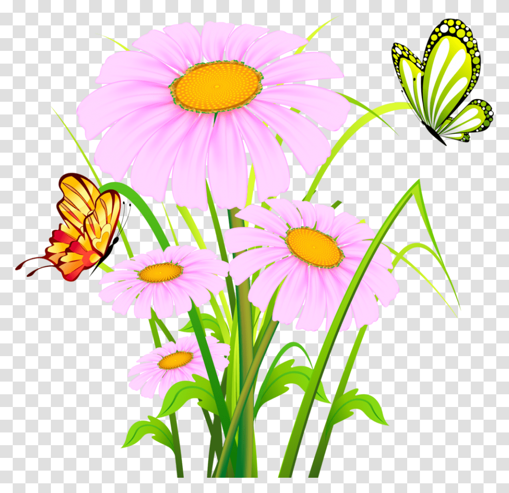 Mariposas En Flores Animadas Clipart Download Beautiful Flower Background, Plant, Blossom, Daisy, Daisies Transparent Png