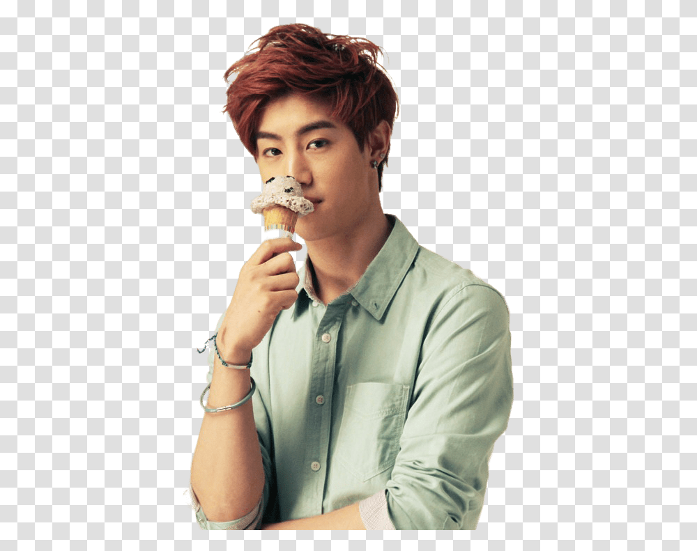 Mark Eating Ice Cream Mark Tuan Got7 Photoshoot, Person, Human, Dessert, Food Transparent Png