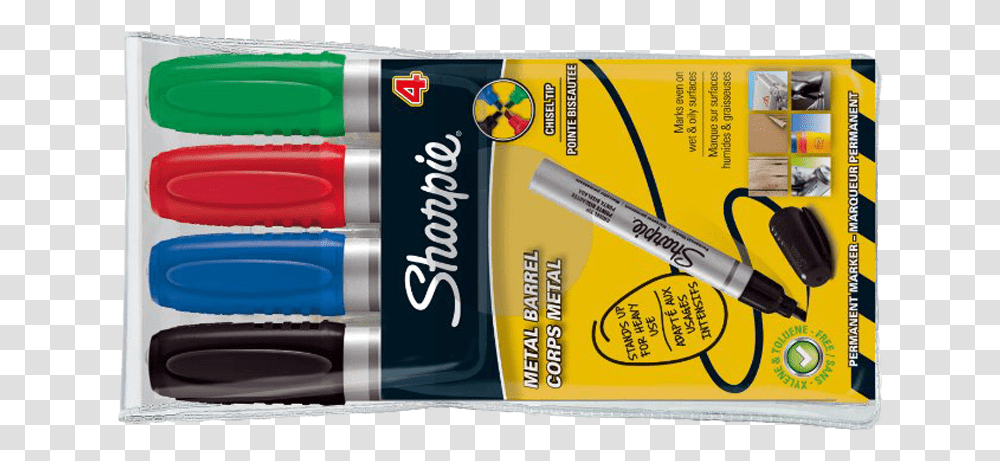 Marker Sharpie Metal Small Chisel 4 Colors Standard Calligraphy, Paint Container, Crayon, Label Transparent Png