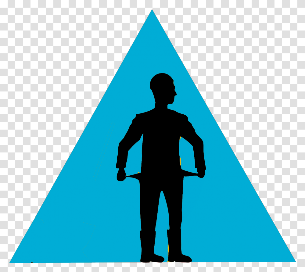 Marketing With No Money Warning Sign, Triangle, Person, Human Transparent Png