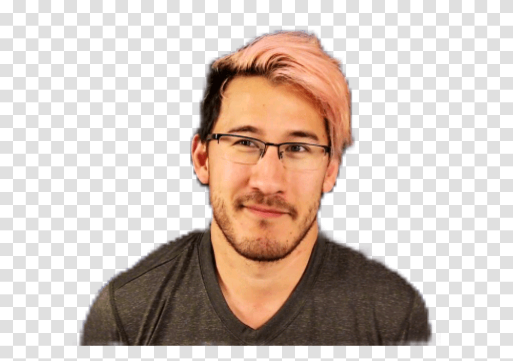 Markiplier Sexy Youtuber Hot Daddy Pink Grey Love Pewdi Markiplier Light Pink Hair, Person, Human, Face, Glasses Transparent Png