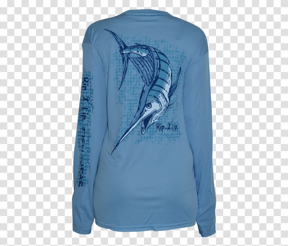 Marlin Poly Hd Long Sleeve Performance Dri Wear Fishing Marlin Fishing Shirt, Apparel, Bird, Animal Transparent Png