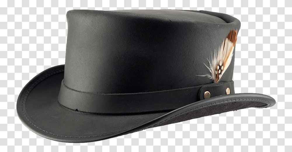 Marlow Hat Wlt Hat Band Amp Feather Short Leather Top Hat, Apparel, Cowboy Hat, Sun Hat Transparent Png
