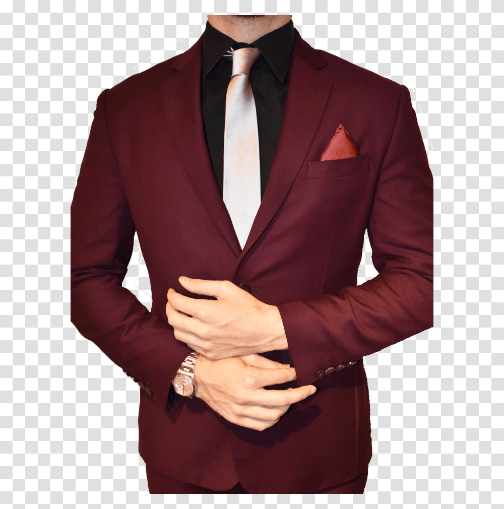 Maroon Suit And Tie, Apparel, Overcoat, Accessories Transparent Png