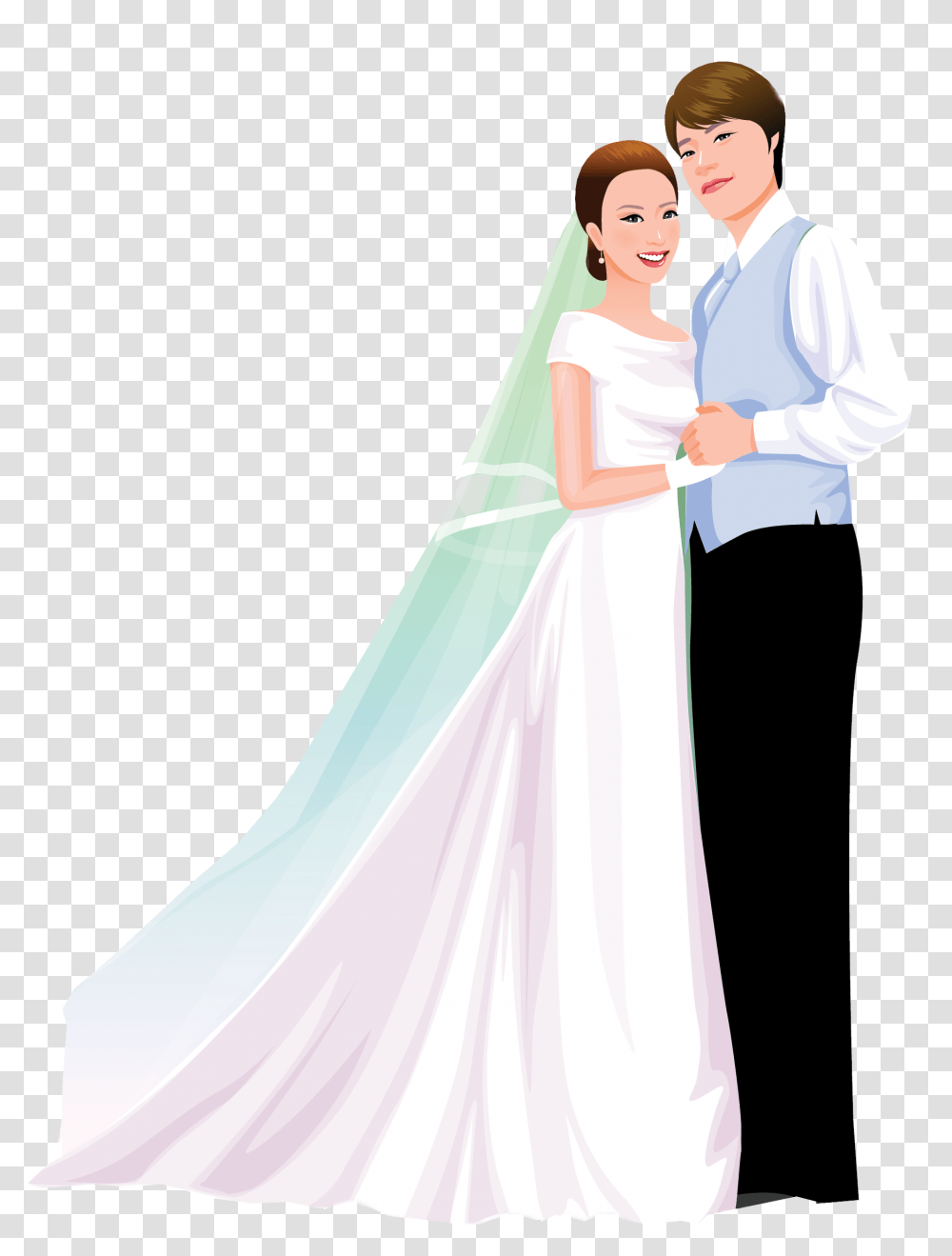 Marriage Wedding Couple Cartoon, Wedding Gown, Robe, Fashion Transparent Png