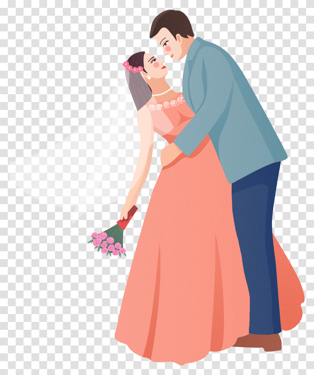 Married Couple Blossom And Psd Illustration, Costume, Dance Pose, Leisure Activities Transparent Png