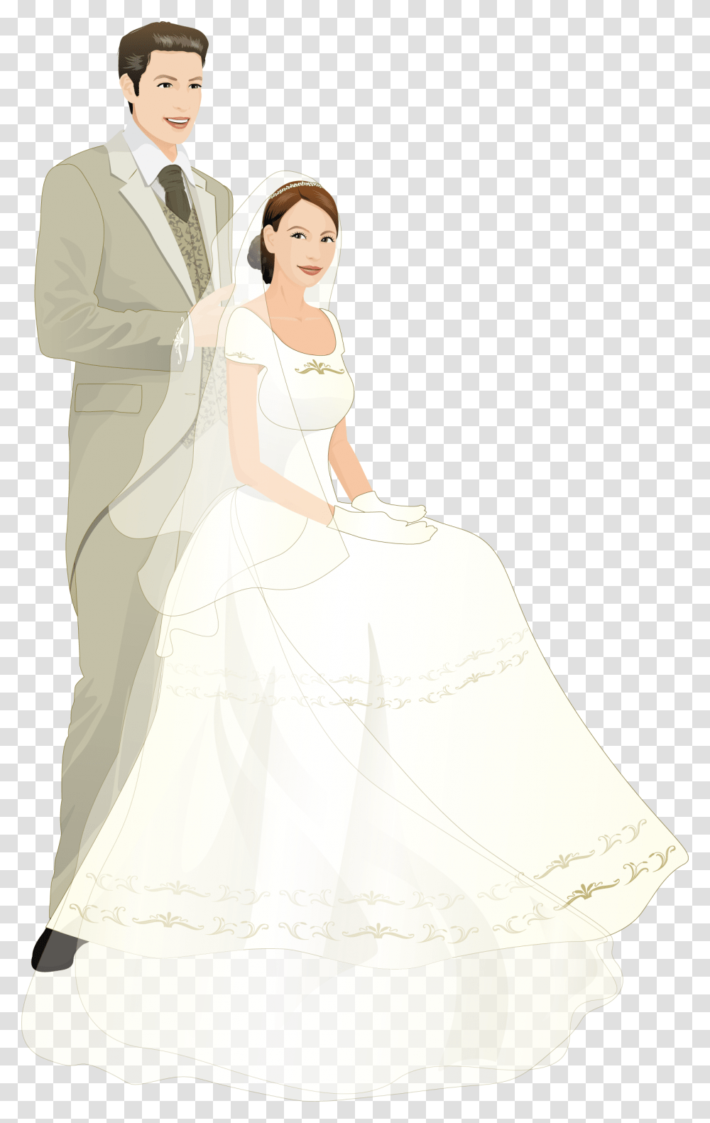 Married Couple Images Cartoon, Apparel, Person, Gown Transparent Png