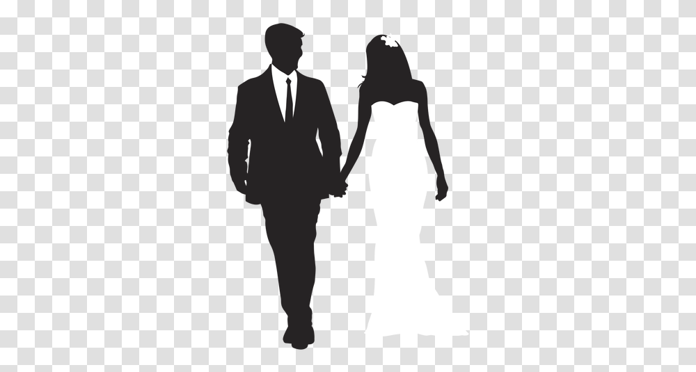 Married Couples Silhouette Wedding Casados, Clothing, Person, Dress, Suit Transparent Png