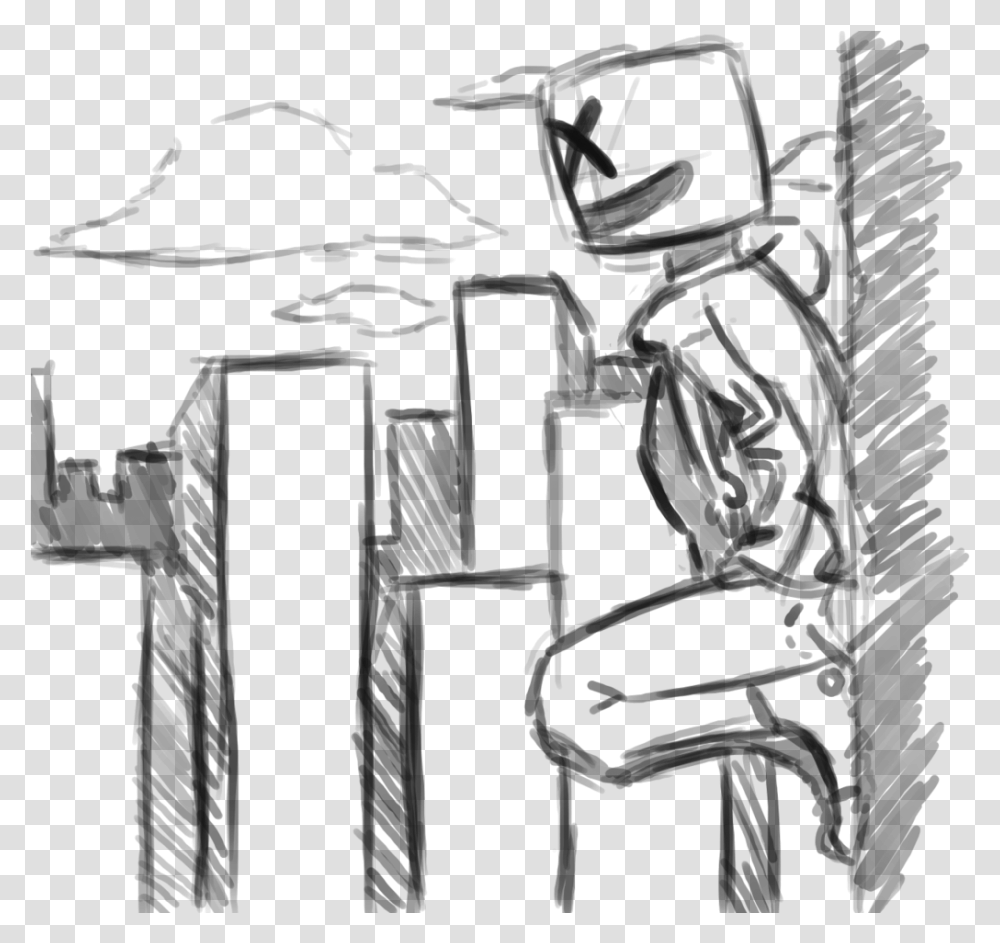 Marshmello Spidersona Sketch, Statue, Sculpture, Silhouette Transparent Png