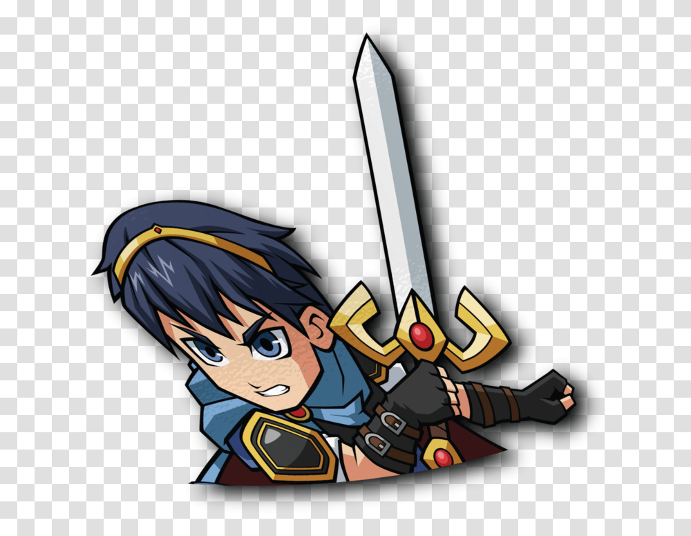 Marth Half Sticker Cartoon, Person, Human, Weapon, Weaponry Transparent Png