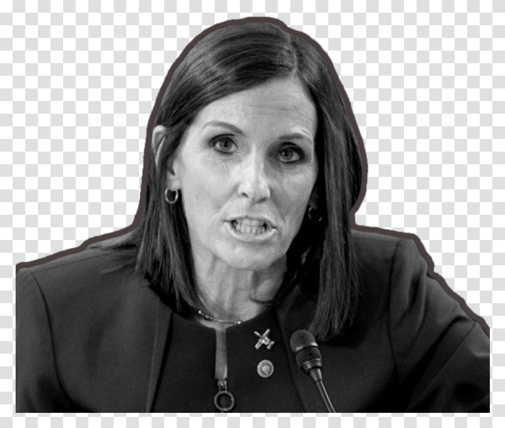 Martha Mcsally In Black And White With A Red Outline, Face, Person, Head, Female Transparent Png