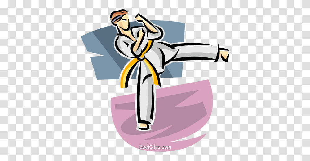 Martial Artist Kicking Royalty Free Vector Clip Art Illustration, Judo, Martial Arts, Sport, Sports Transparent Png