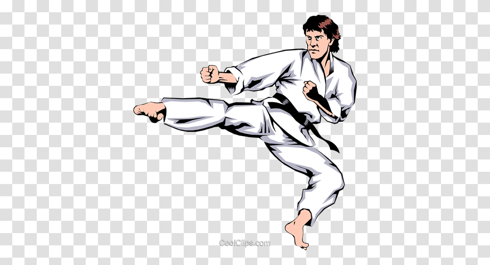 Martial Artist Kicking Royalty Free Vector Clip Art Illustration, Person, Human, Sport, Sports Transparent Png