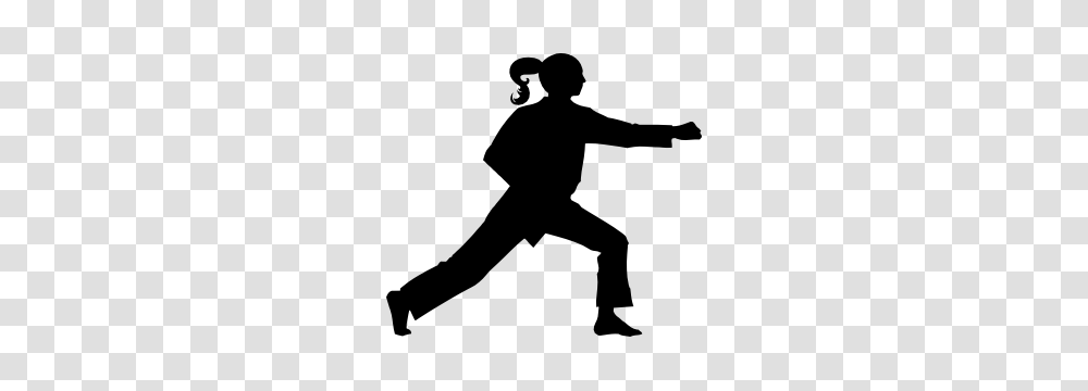Martial Arts Karate Girl Sticker, Duel, Person, Silhouette, Ninja Transparent Png