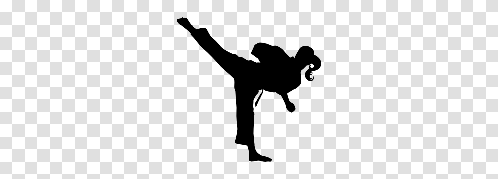 Martial Arts Karate Girl With Pony Tail Back Kick Sticker, Person, Human, Sport, Sports Transparent Png