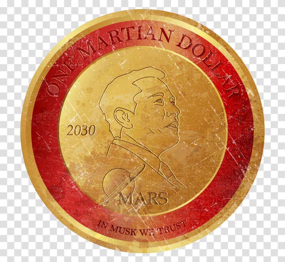 Martian Dollar, Gold, Coin, Money, Gold Medal Transparent Png