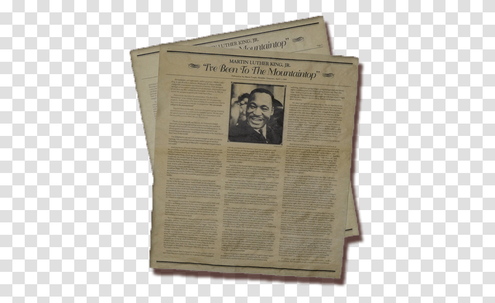 Martin Luther King Jr Newspaper, Book, Person, Human Transparent Png