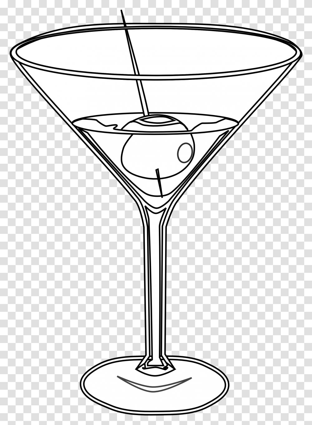 Martini Black White Line Art Martini Glass, Lamp, Cocktail, Alcohol, Beverage Transparent Png