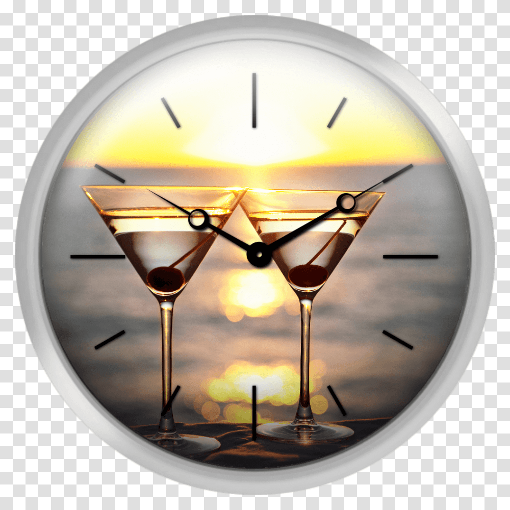 Martinis On Table Outdoors Sunset Happy Hour, Lamp, Analog Clock, Cocktail, Alcohol Transparent Png