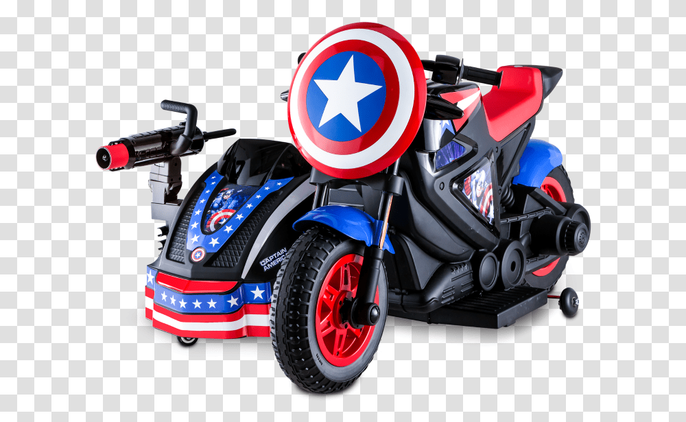 Marvel Captain America Motorcycle And Side Car Captain America Motorcycle Toy, Wheel, Machine, Vehicle, Transportation Transparent Png