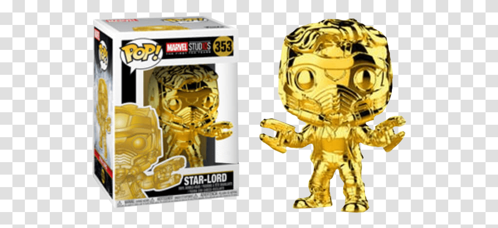 Marvel Funko Pop Star Lord Gold Chrome 353 Star Lord Chrome Funko, Person, Human, Alien Transparent Png