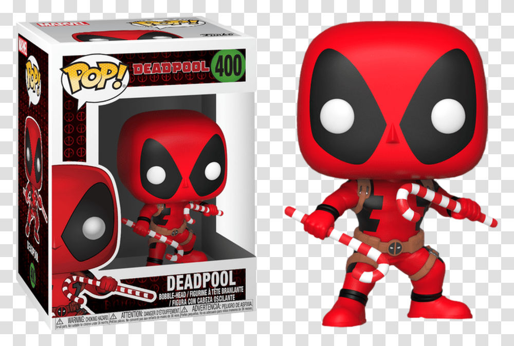Marvel Holiday Pop With Christmas Candy Canes Vinyl Funko Pop Deadpool Holiday, Toy, Robot Transparent Png