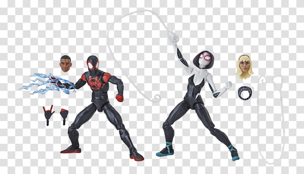 Marvel Legends Miles Morales And Spider Gwen, Person, Human, Ninja, Helmet Transparent Png