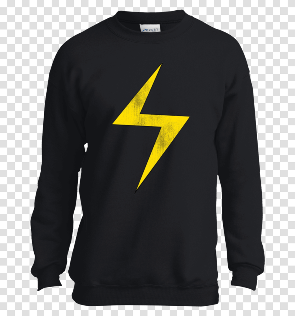 Marvel Lightning Bolt Ms Computer Science T Shirt Design, Sleeve, Apparel, Long Sleeve Transparent Png