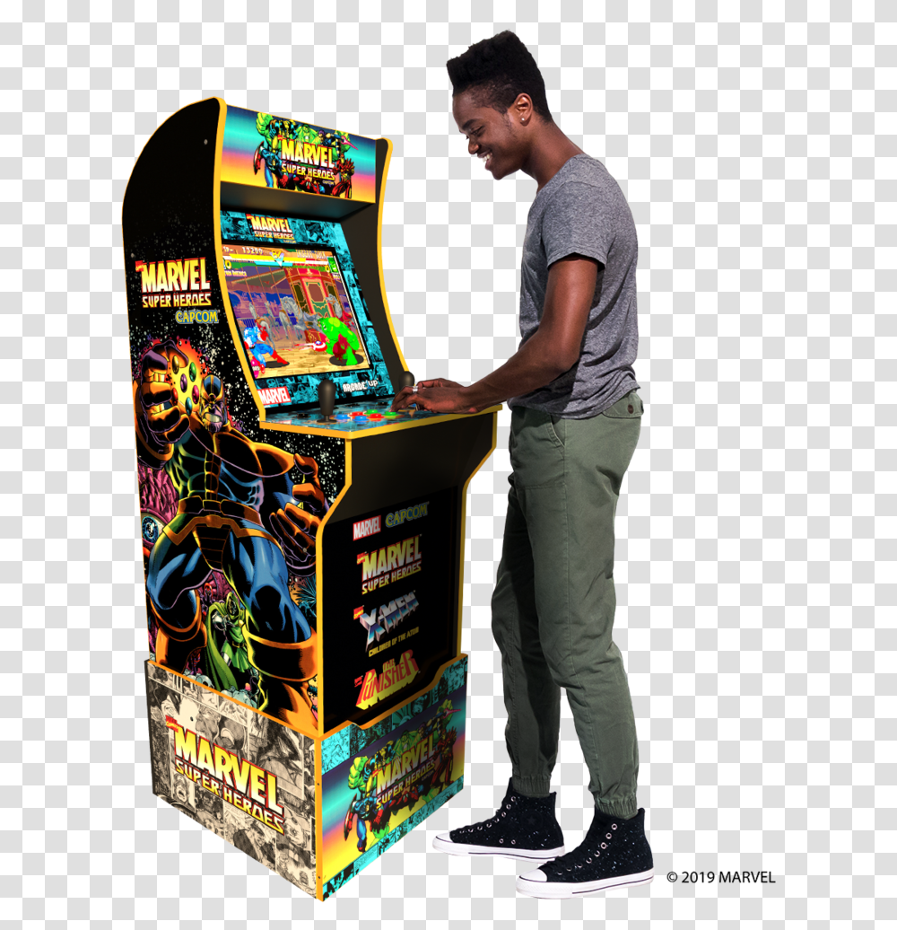 Marvel Limited Edition 1 Marvel Super Heroes Arcade, Person, Human, Arcade Game Machine, Pants Transparent Png