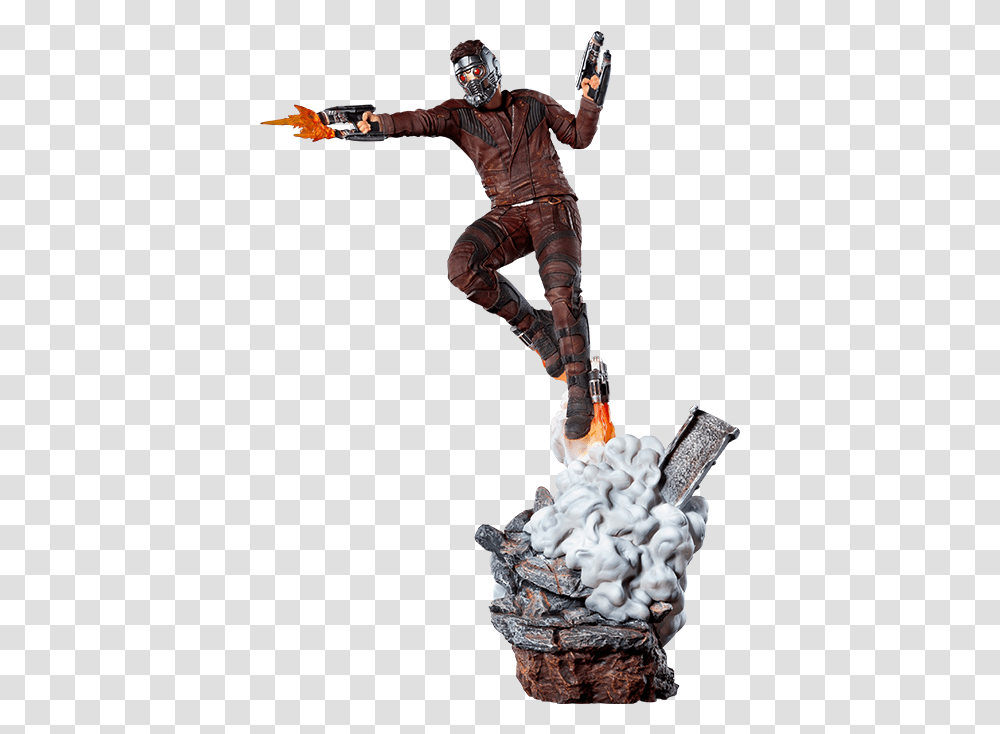 Marvel Star Lord Statue By Iron Studios Iron Studios Star Lord, Person, Helmet, Clothing, Figurine Transparent Png