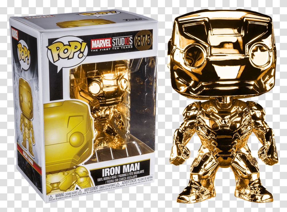Marvel Studios The First Ten Years Iron Man Gold Chrome Funko Pop Marvel First Ten Years Transparent Png