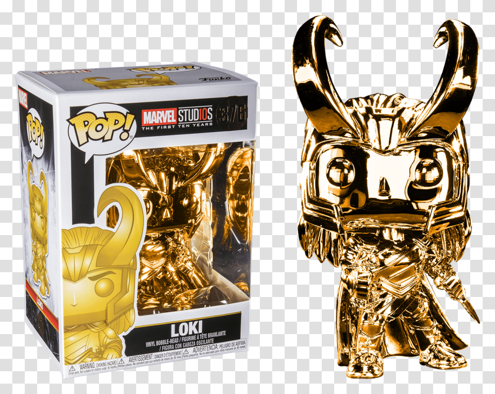 Marvel Studios The First Ten Years Loki Gold Chrome Pop Funko Pop Loki Chrome, Trophy, Treasure, Flyer, Paper Transparent Png