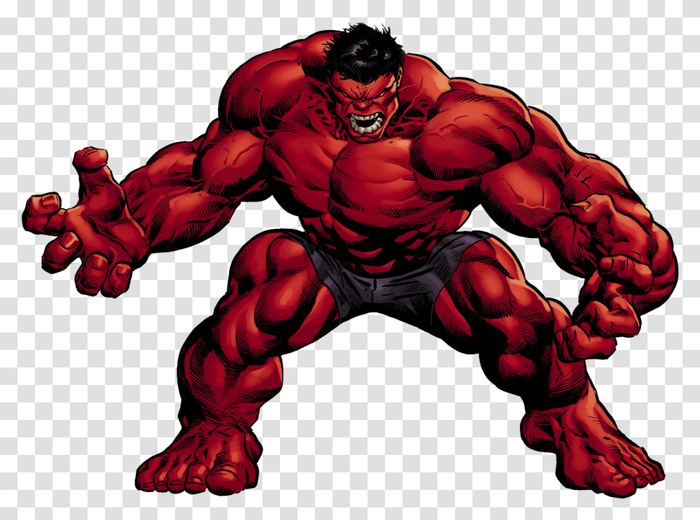 Marvel Superheroes Vector Clipart Psd Red Hulk, Person, Human, Animal, Sea Life Transparent Png