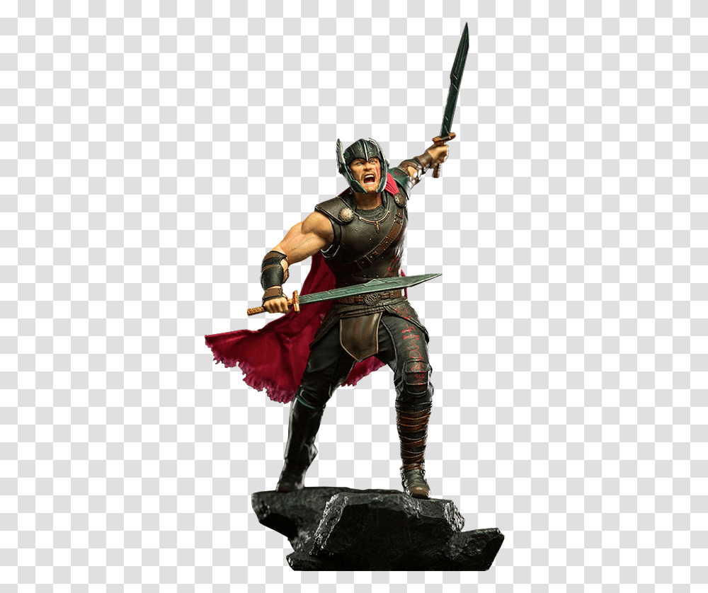 Marvel Thor Statue By Iron Studios Warpriest Of Moradin Miniature, Person, Helmet, Clothing, Costume Transparent Png