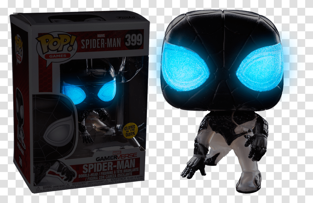 Marvels Spider Man Negative Spider Man Glow In The All Spiderman Funko Pop, Light, Robot, Machine, Advertisement Transparent Png