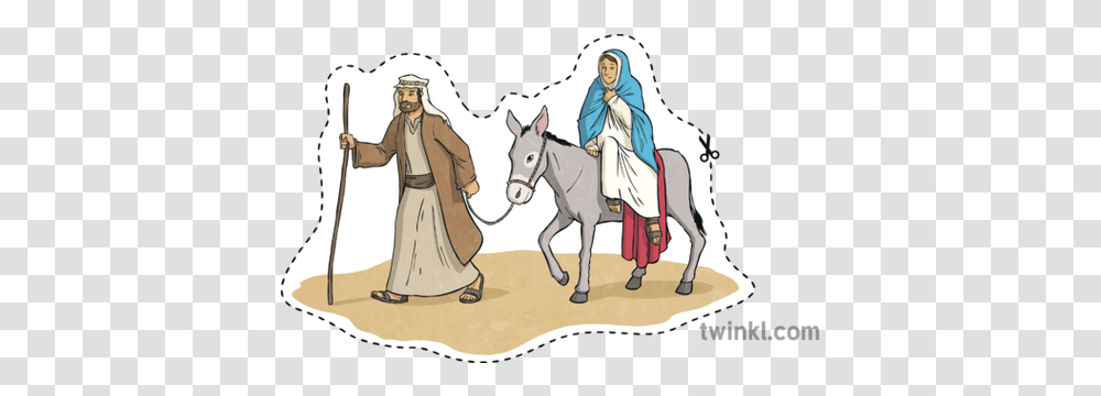 Mary Mary And Joseph And Donkey, Person, Human, Horse, Mammal Transparent Png