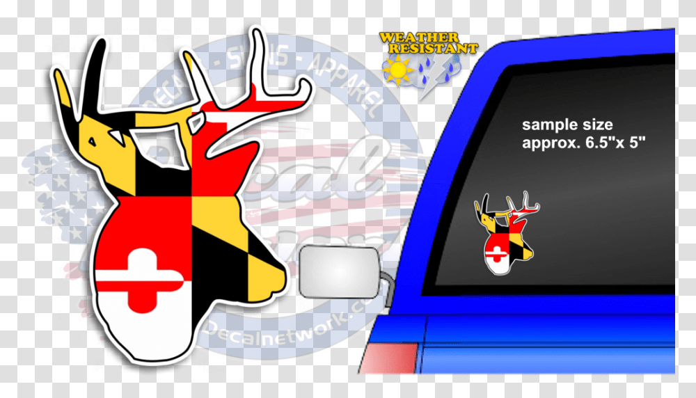 Maryland Flag Deer Buck Head Car Vinyl Decal Video Game Console, Pac Man Transparent Png