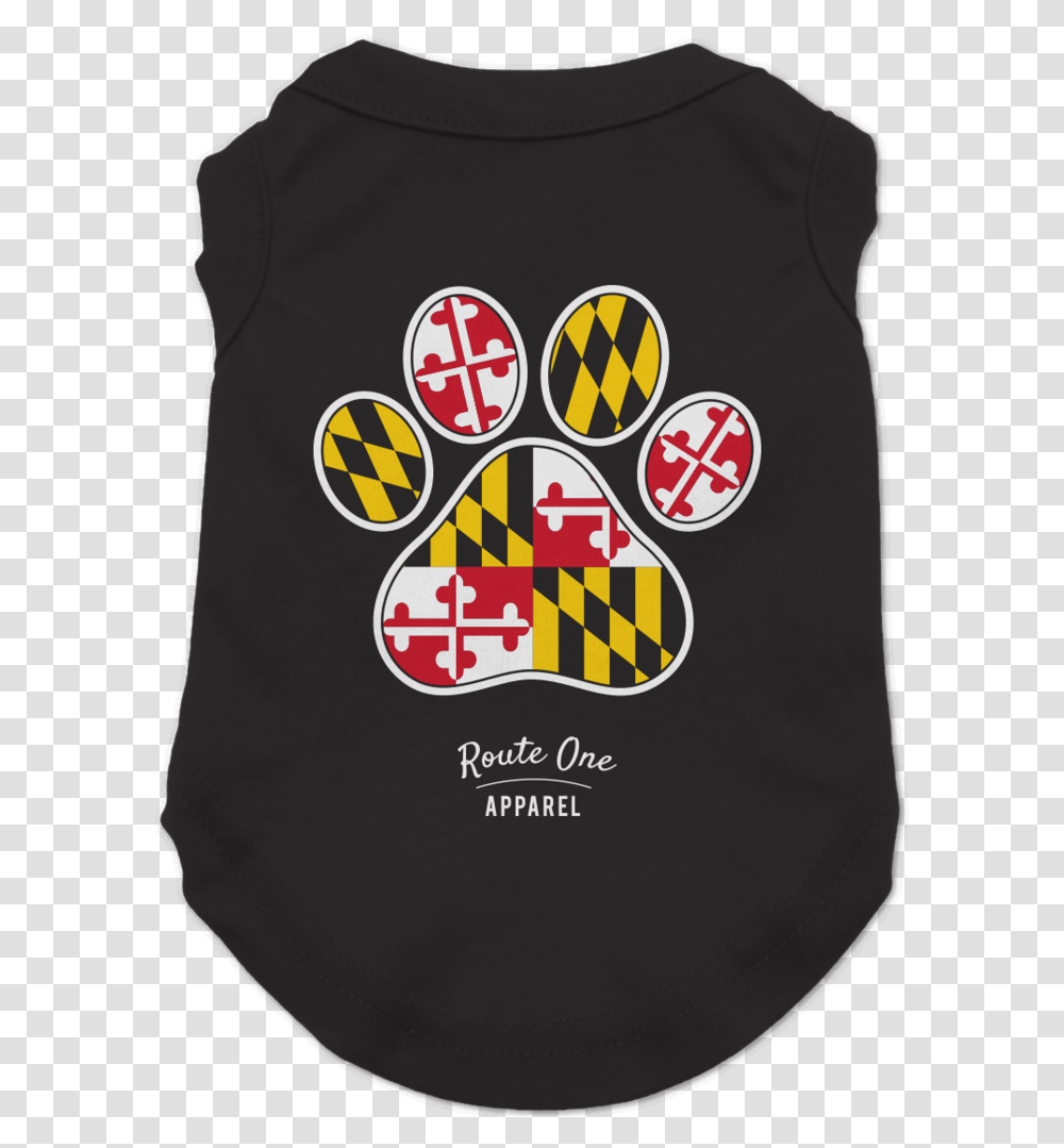 Maryland Paw Print Dog Shirt Maryland State Flag, Cushion, Hand, Bib Transparent Png