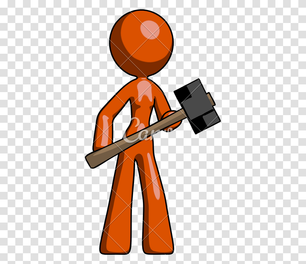 Mascot Woman With Sledgehammer, Tool, Axe, Seesaw, Toy Transparent Png