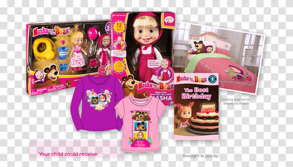 Masha And The Bear Playset, Doll, Toy, Apparel Transparent Png