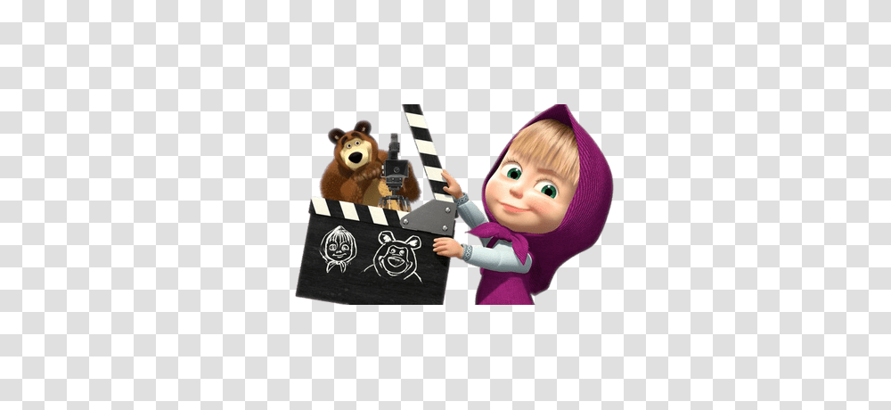 Masha And The Bear Ready For Filming, Person, Toy, Green, Bag Transparent Png