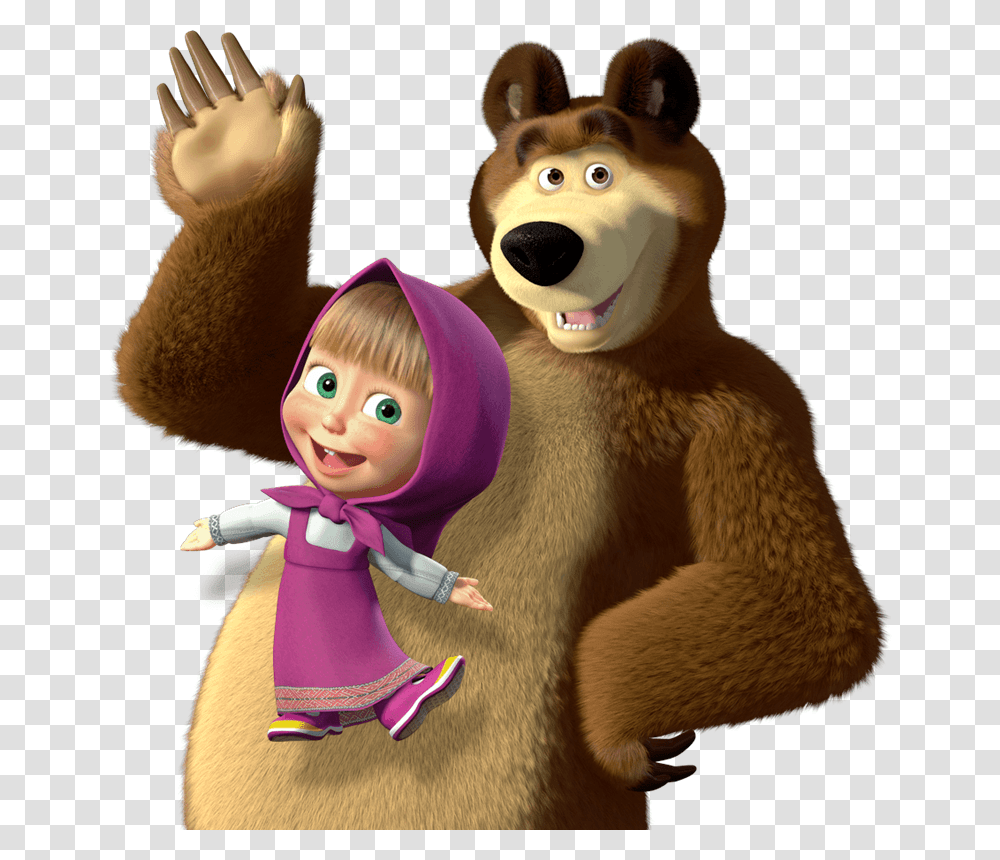 Masha And The Bear Saying Hi Masha And The Bear, Toy, Doll, Figurine Transparent Png