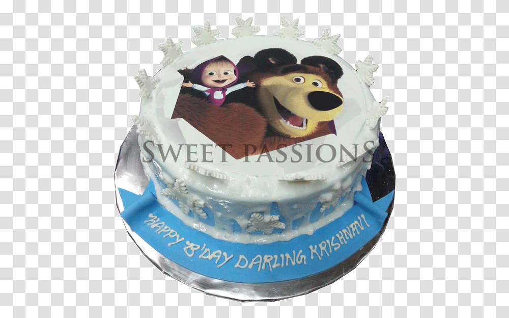 Masha Bear Photo Cake Design Masha And The Bear Cake, Dessert, Food, Birthday Cake, Icing Transparent Png