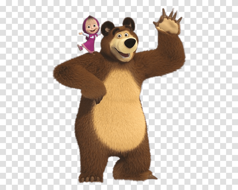 Masha On Bear's Shoulder Bear Masha, Toy, Mascot, Animal Transparent Png