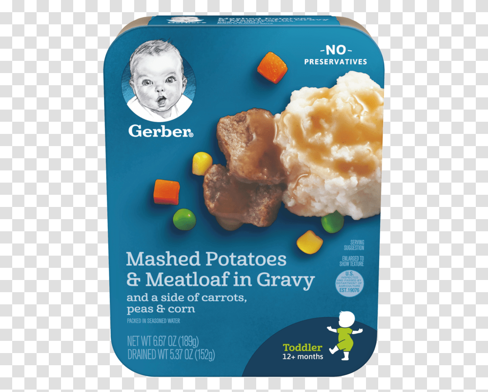 Mashed Potatoes Amp Meatloaf In Gravy Gerber Mashed Potatoes And Meatloaf, Advertisement, Person, Poster, Flyer Transparent Png